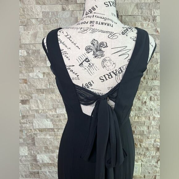 SOCIAL BRIDESMAIDS Sleeveless Tie Back Chiffon Trumpet Gown Maxi Dress NWT - Picture 6 of 9